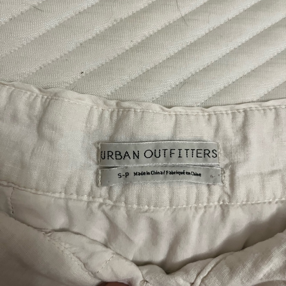 Urban Outfitters Linen Button-Front Skirt — White/ cream